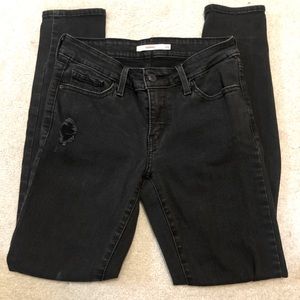 Levi’s Distressed Black Skinny Jeans (711)